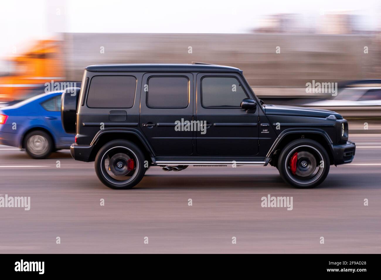 Ukraine Kyiv 11 March 21 Black Mercedes Benz G Klasse Amg Car Moving On The Street Editorial Stock Photo Alamy