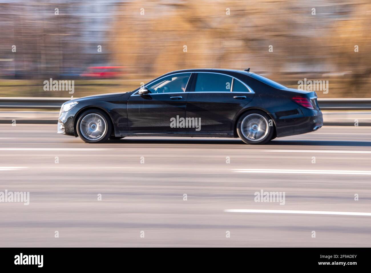 Ukraine Kyiv 11 March 21 Black Mercedes Benz S Class Car Moving On The Street Stock Photo Alamy