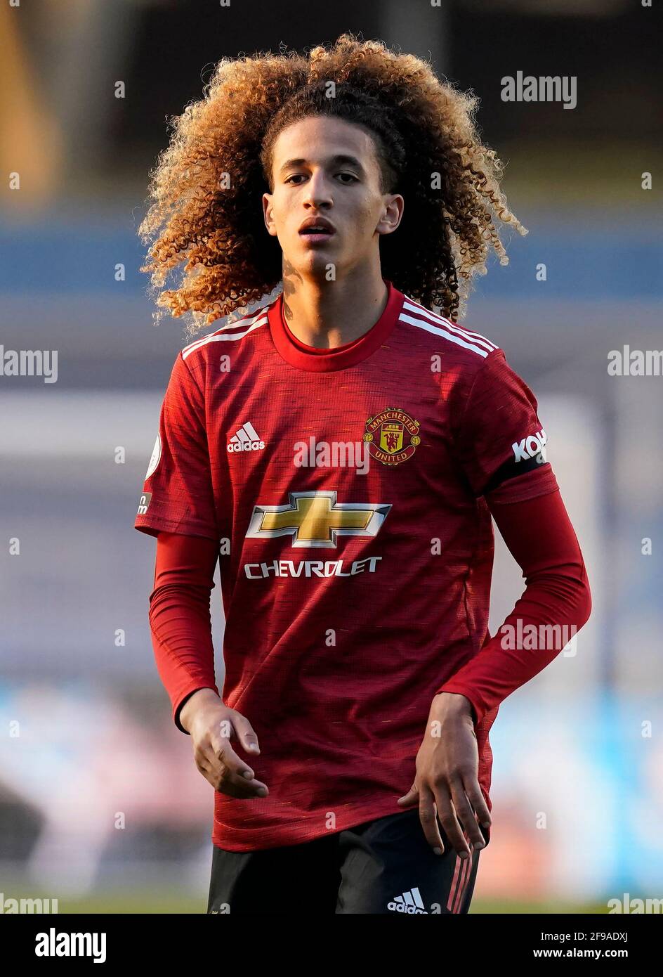 Manchester, England, 16th April 2021. Hannibal Mejbri of Manchester United during the Professional Development League match at Academy Stadium, Manchester. Picture credit should read: Andrew Yates / Sportimage Stock Photo