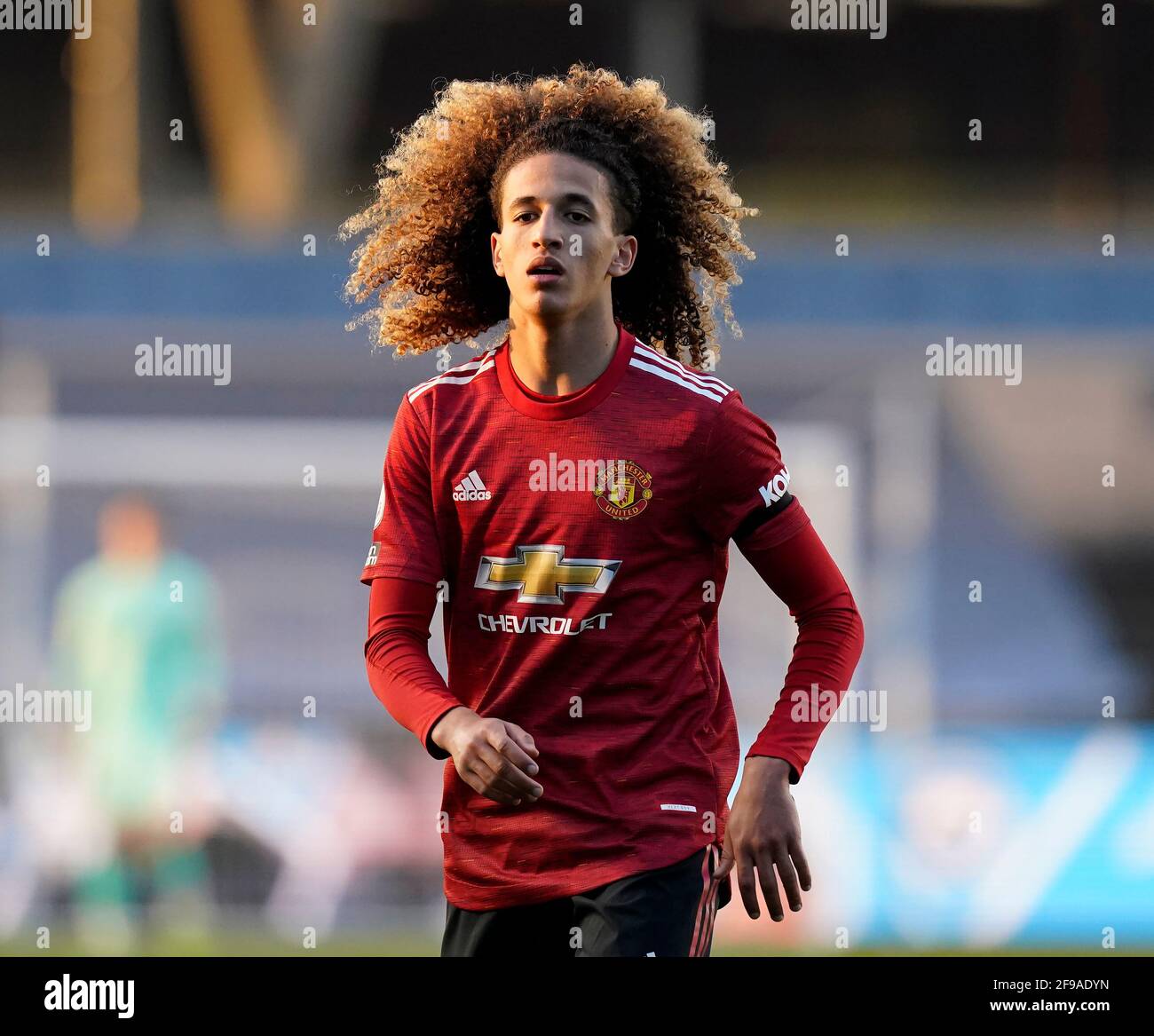 Manchester, England, 16th April 2021. Hannibal Mejbri of Manchester United during the Professional Development League match at Academy Stadium, Manchester. Picture credit should read: Andrew Yates / Sportimage Stock Photo