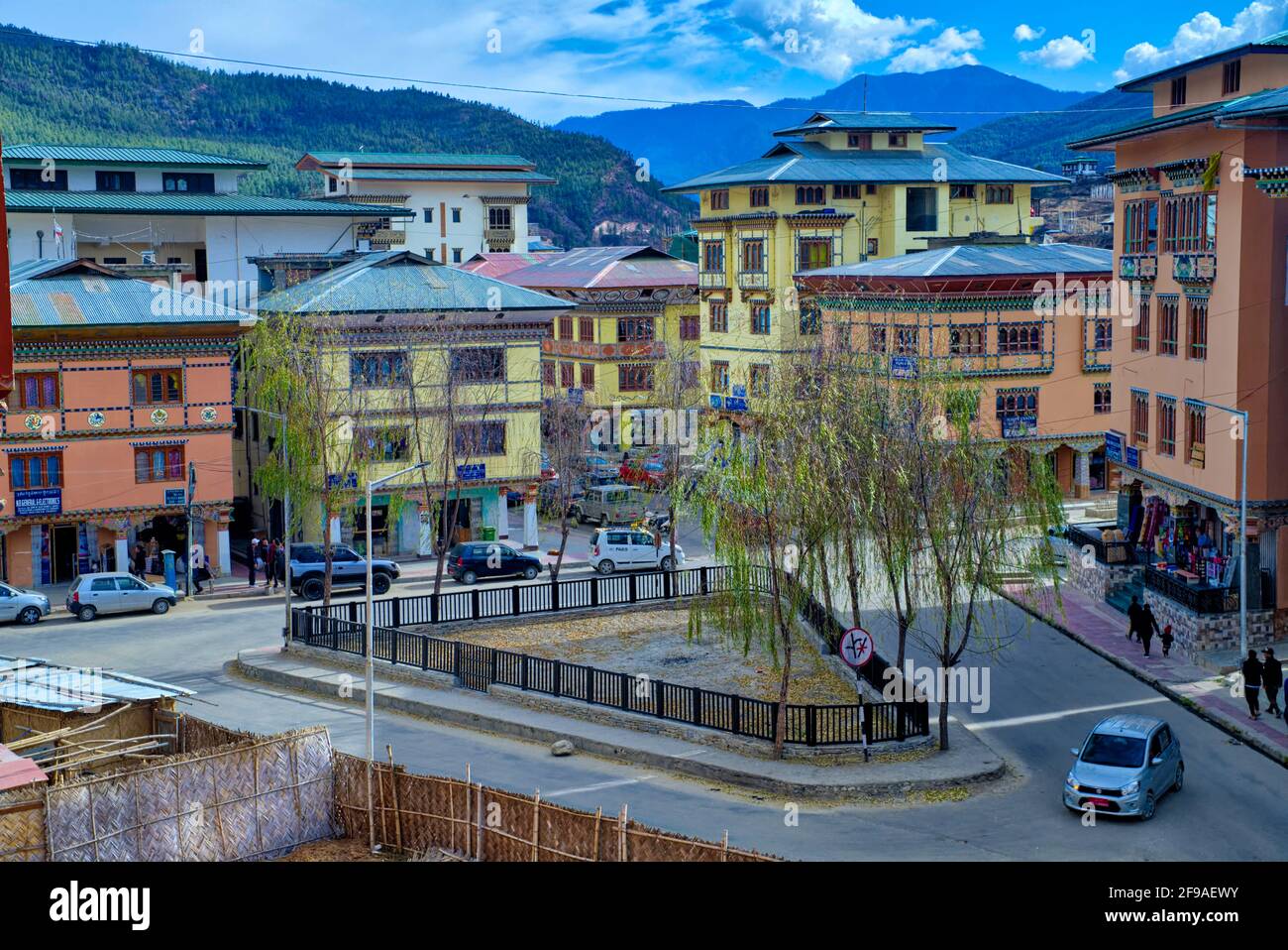 In Bhutan, Paro city is the valley in the West of the Capital, Thimphu. It is a historic town with many sacred sites and the historical buildings whic Stock Photo