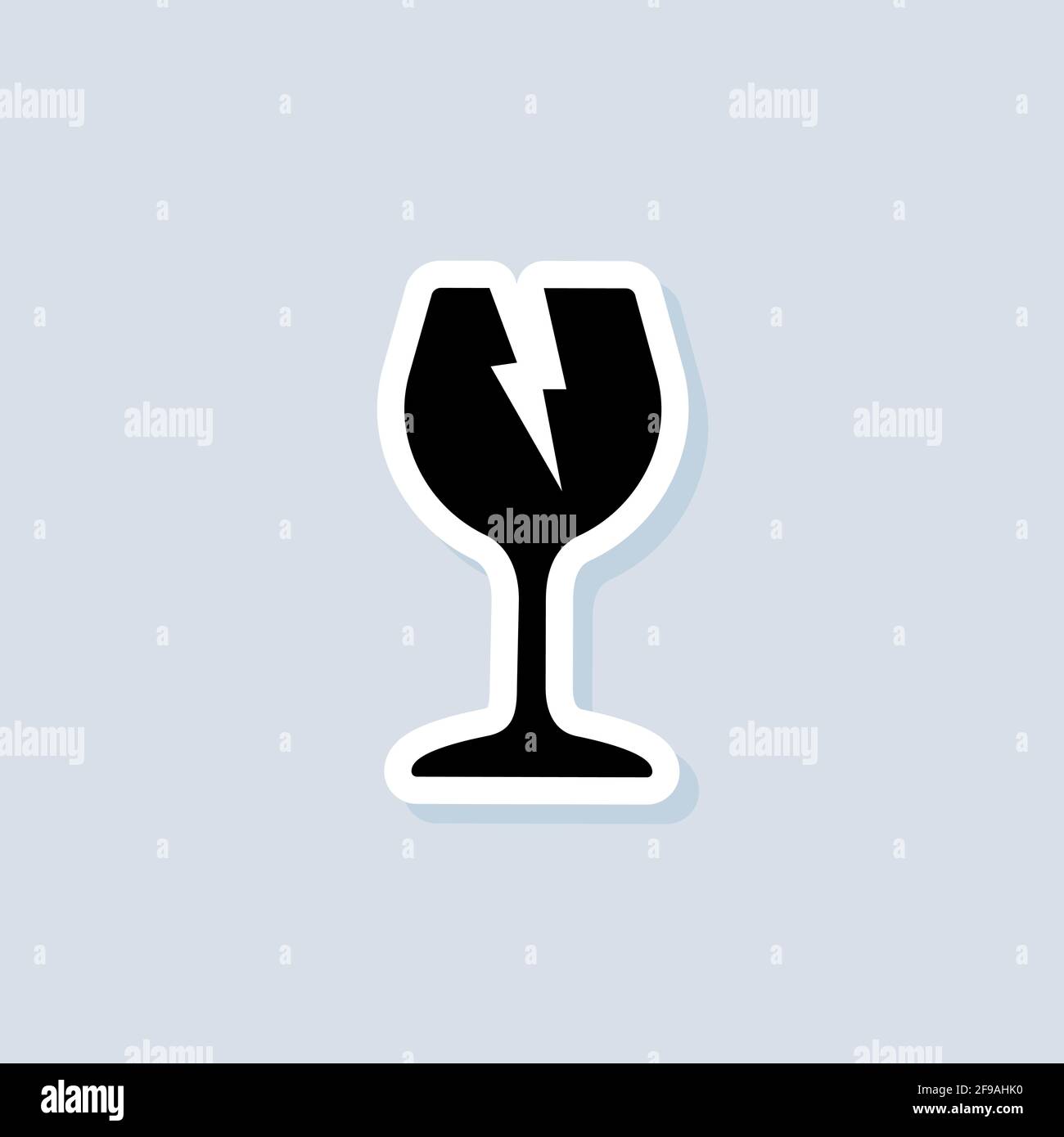 Fragile sticker. Glass symbol warning sign. Packaging symbol. Vector on isolated background. EPS 10. Stock Vector
