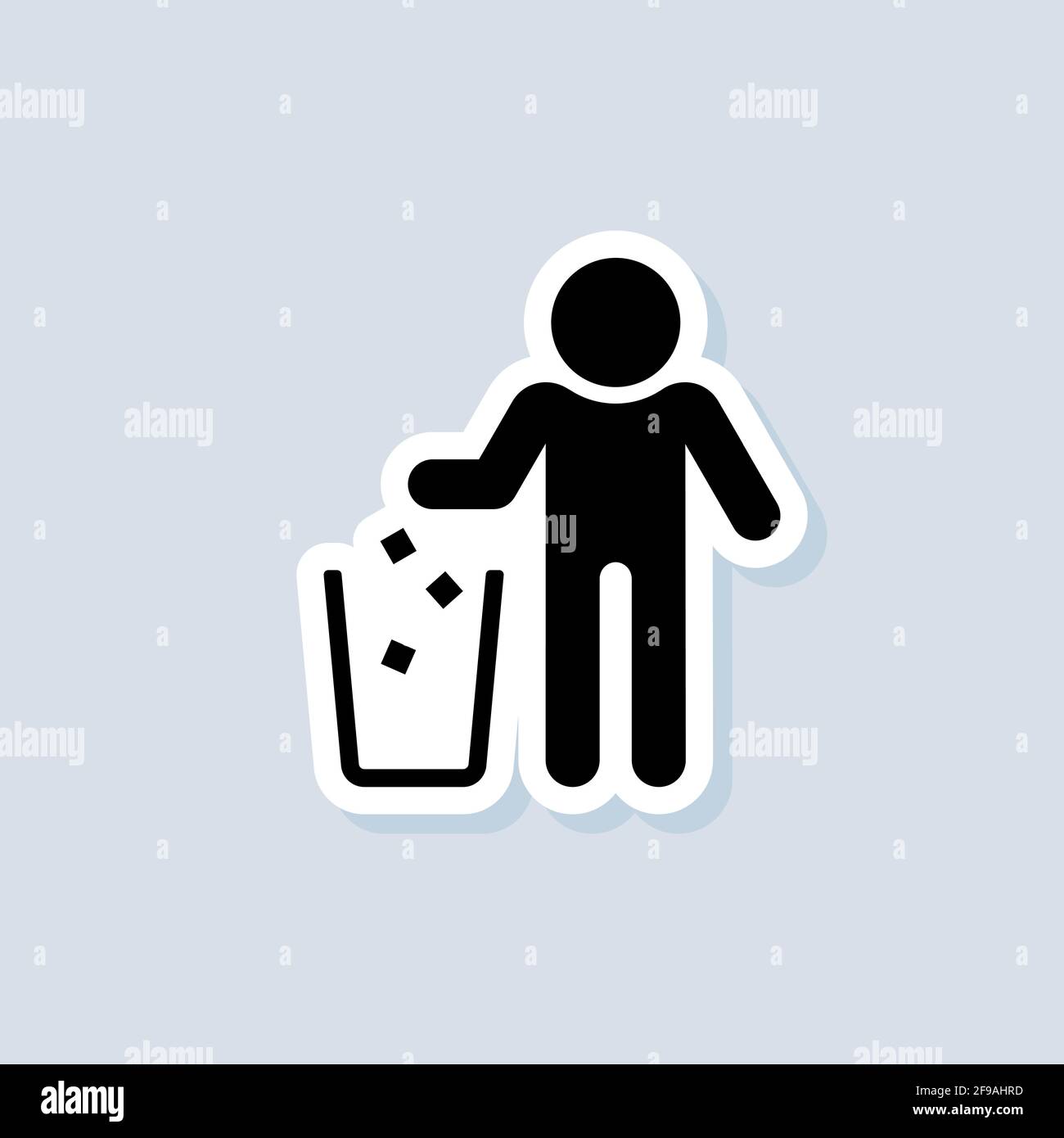 Rubbish basket sticker. Do not litter sign. Trash can icon. Vector on isolated background. EPS 10. Stock Vector