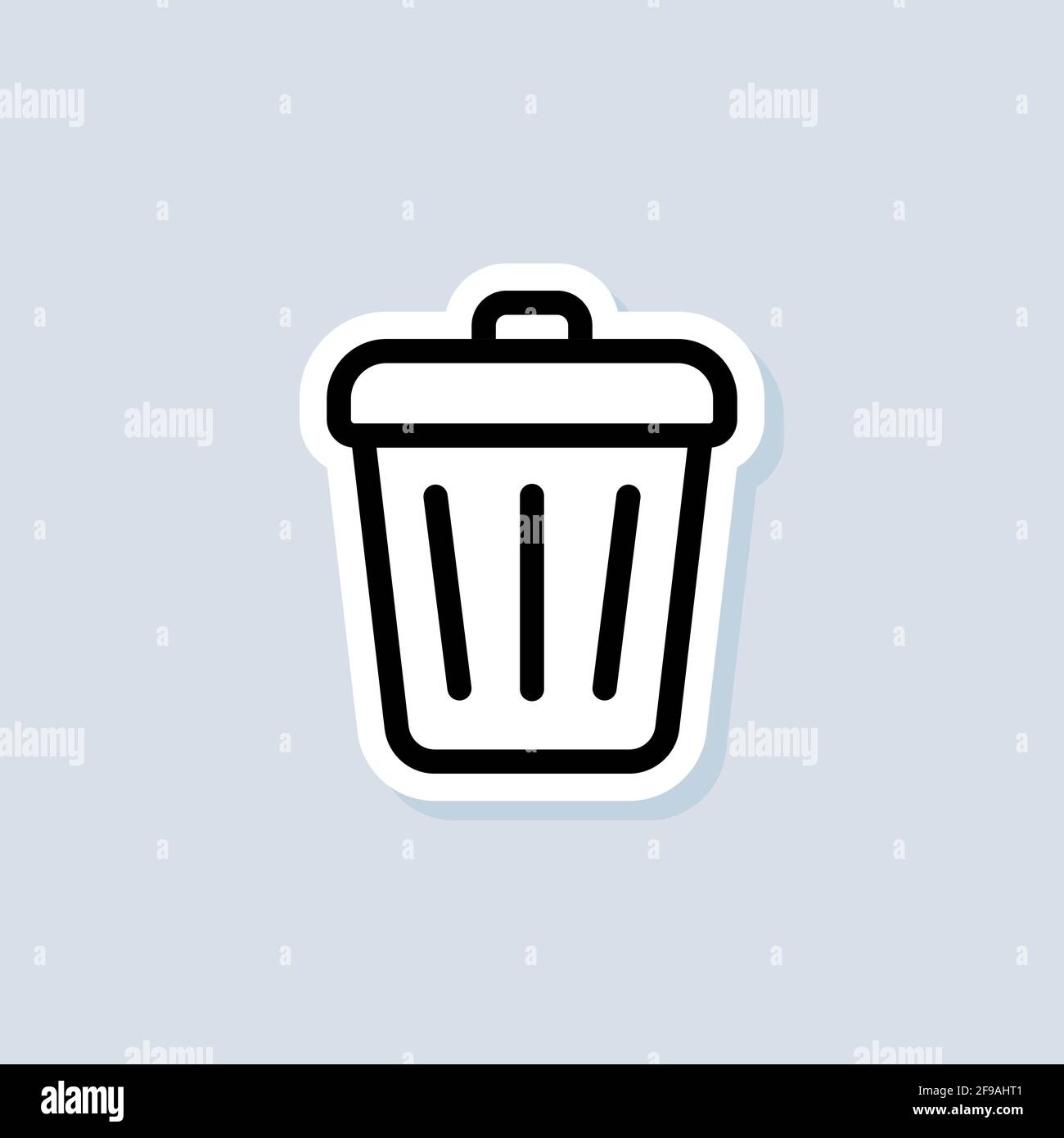 Trash can sticker. Delete button. Rubbish basket. Vector on isolated