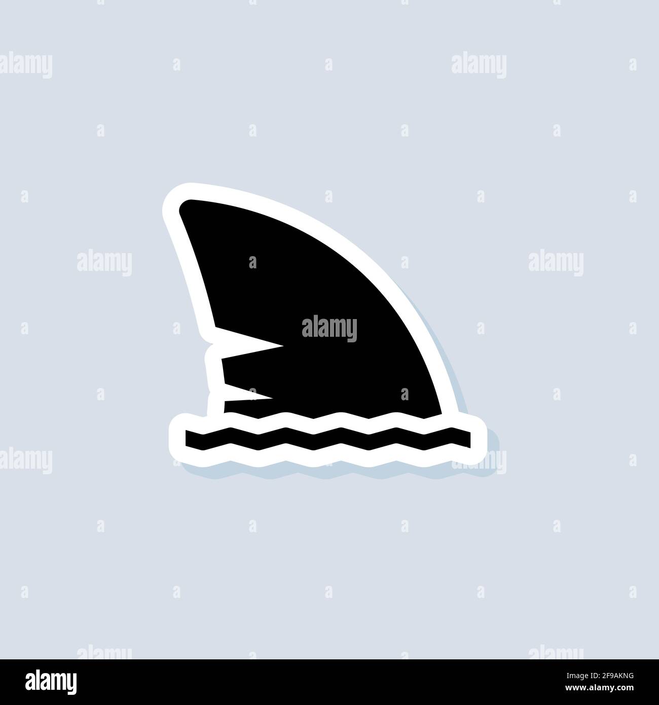 Shark fin sticker. Take care concept. Shark fin logo. Vector on isolated background. EPS 10. Stock Vector