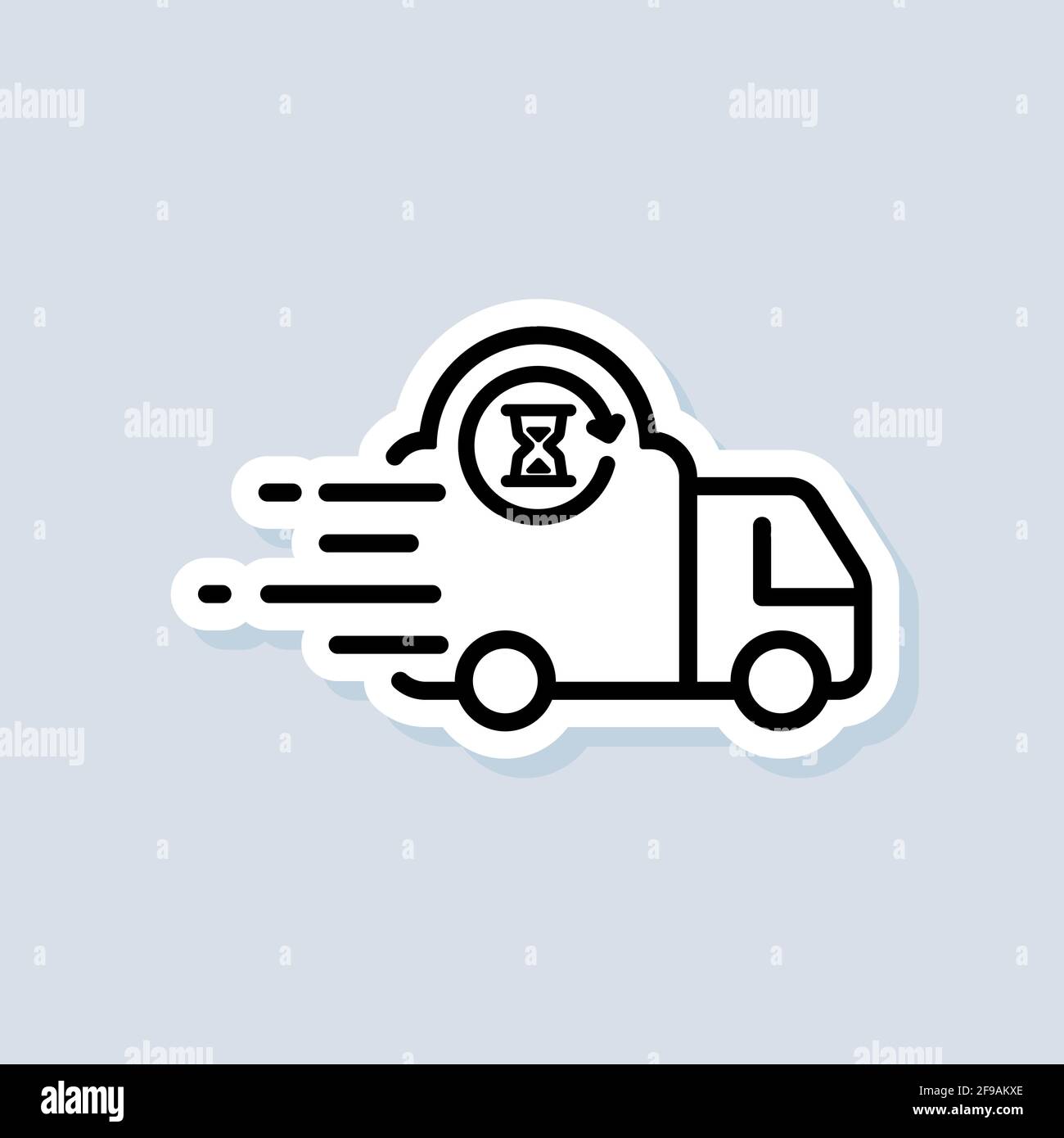 Fast delivery truck sticker. Express delivery logo. Vector. UI icon. Distribution service