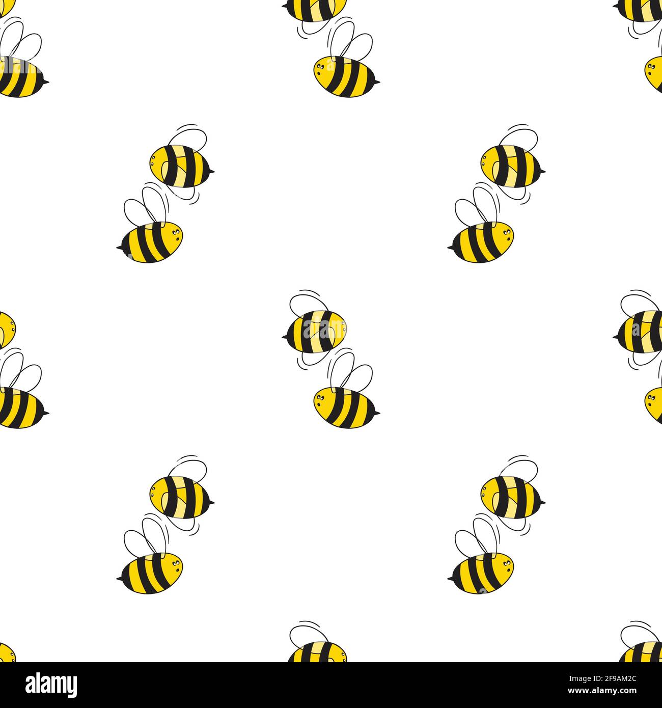 Seamless pattern with bees on white background. Small wasp. Vector ...