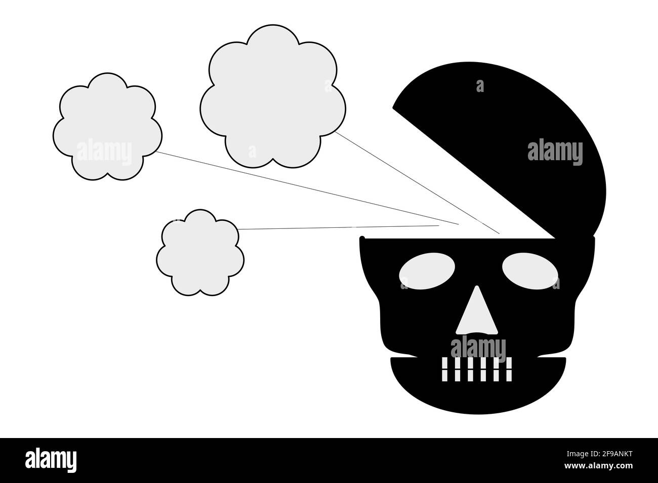 Skull and clouds of thought. Skull, thoughts, Stock Photo