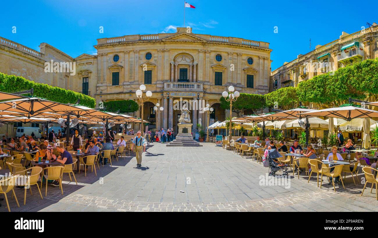 VALLETTA, MALTA, MAY 3, 2017: view of the national library in Valletta, Malta Stock Photo