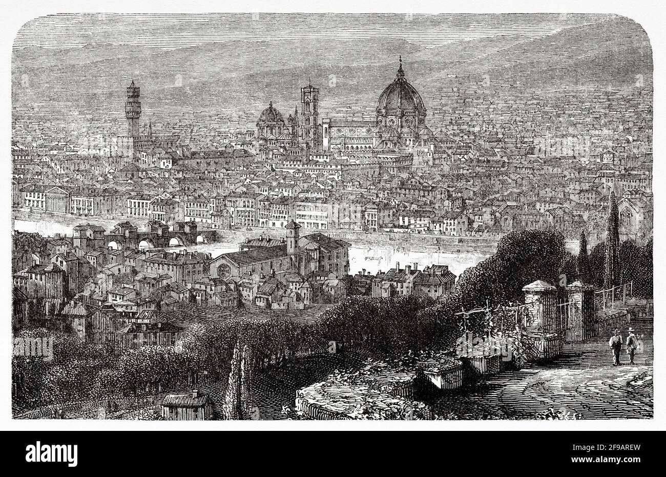 Panoramic General View Of Florence And The Arno River Tuscany Late panoramic-general-view-of-florence-and-the-arno-river-tuscany-late