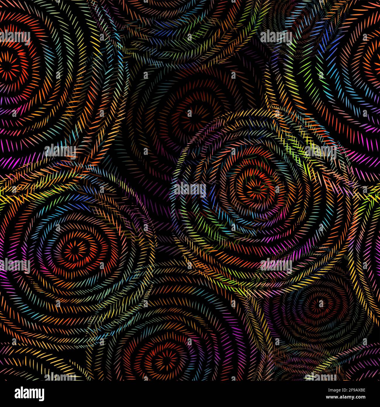 Seamless background from circles with hatching. Abstract multicolored ...