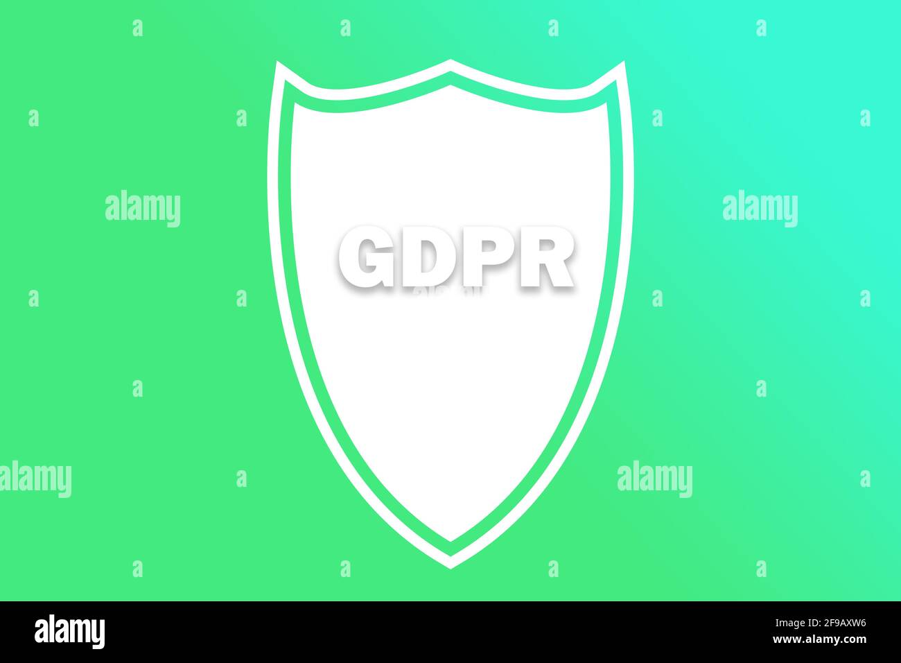 Shield with text 'GDPR' on green background - data protection and security concept Stock Photo