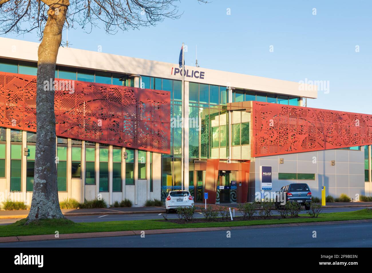 A New Zealand Police station, the Bay of Plenty District Headquarters, in Rotorua, NZ Stock Photo