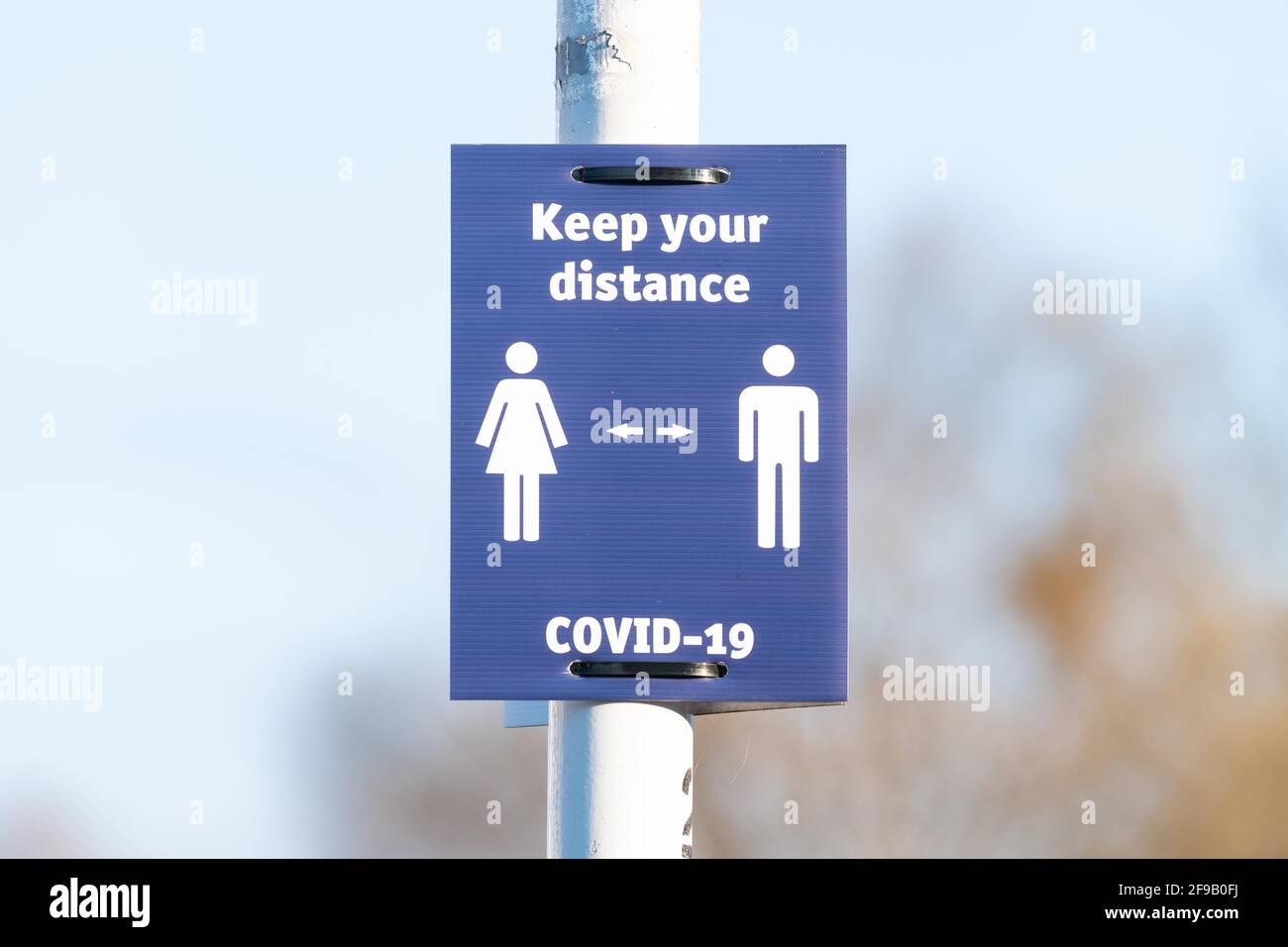 Keep your distance covid-19 sign, Scotland, UK Stock Photo