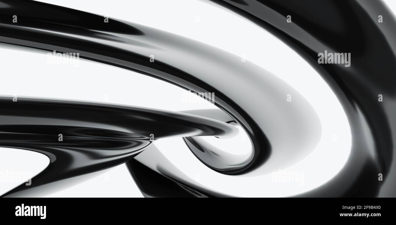 abstract black and white round geometric shape 3d render illustration ...