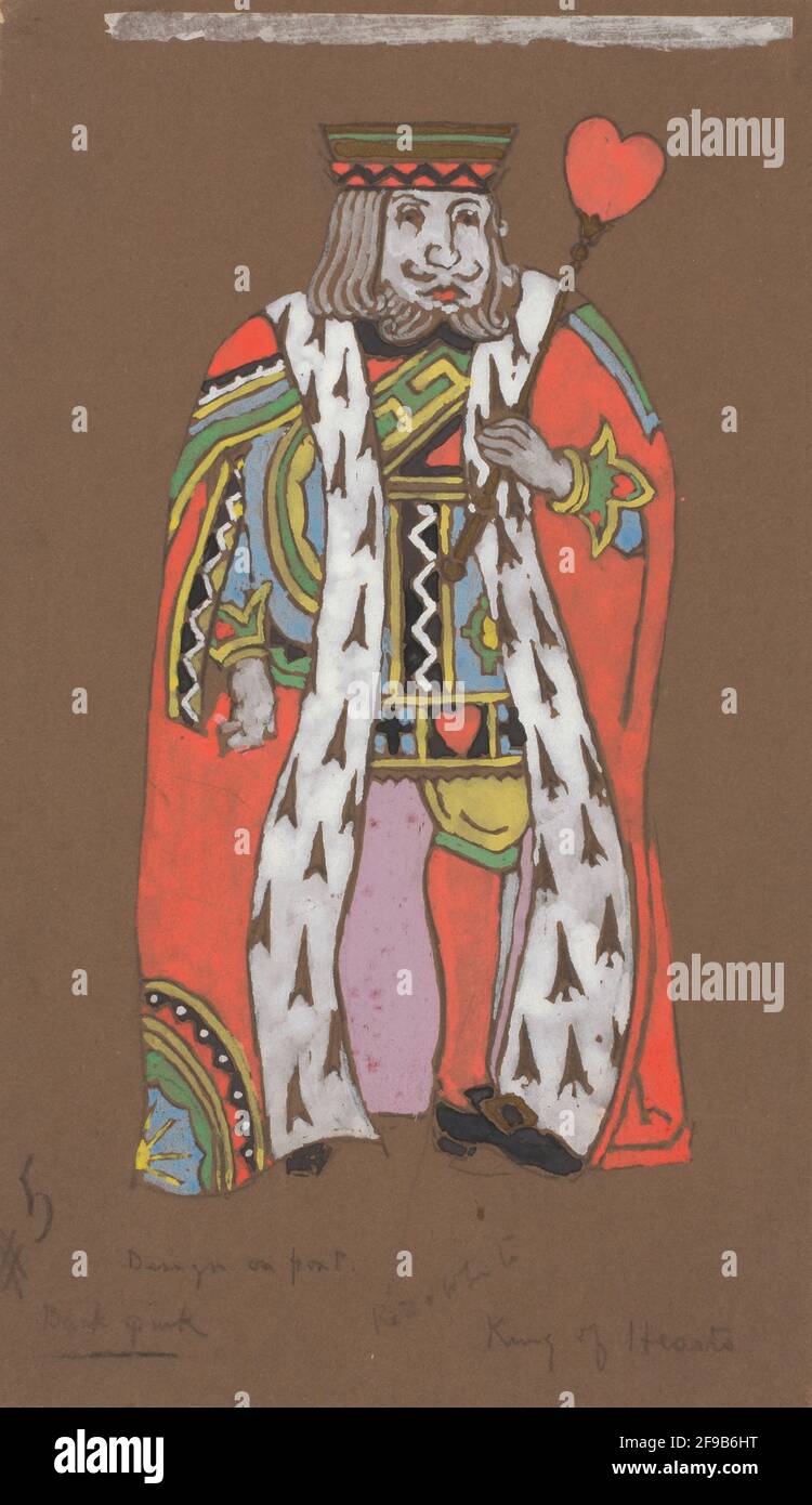 King of Hearts (costume design for Alice-in-Wonderland, 1915. Stock Photo
