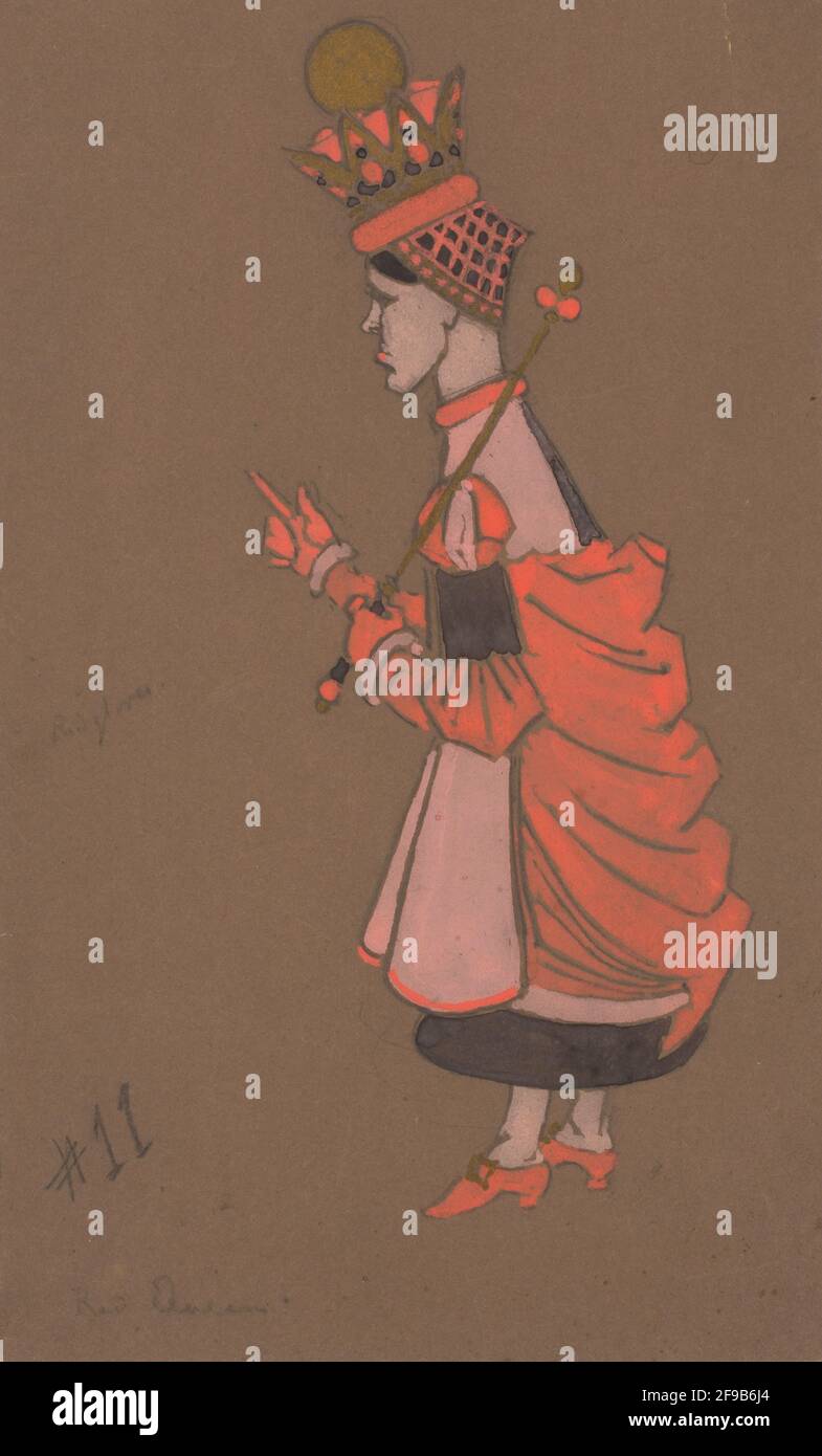 Red Queen (costume design for Alice-in-Wonderland) 1915). Stock Photo