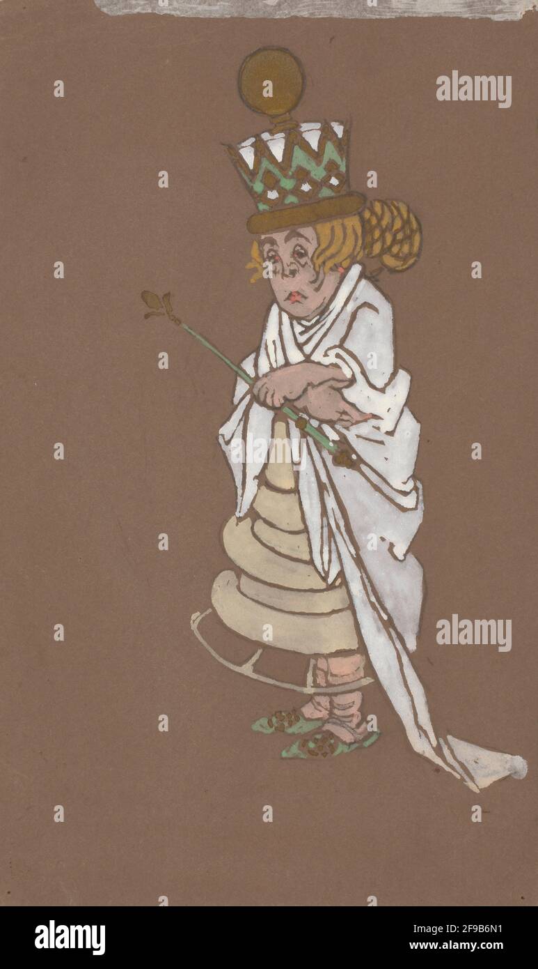 White Queen (costume design for Alice-in-Wonderland) 1915. Stock Photo