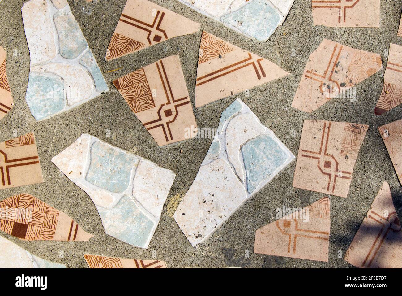 Top view of broken tile mosaic on the floor as a background Stock Photo ...