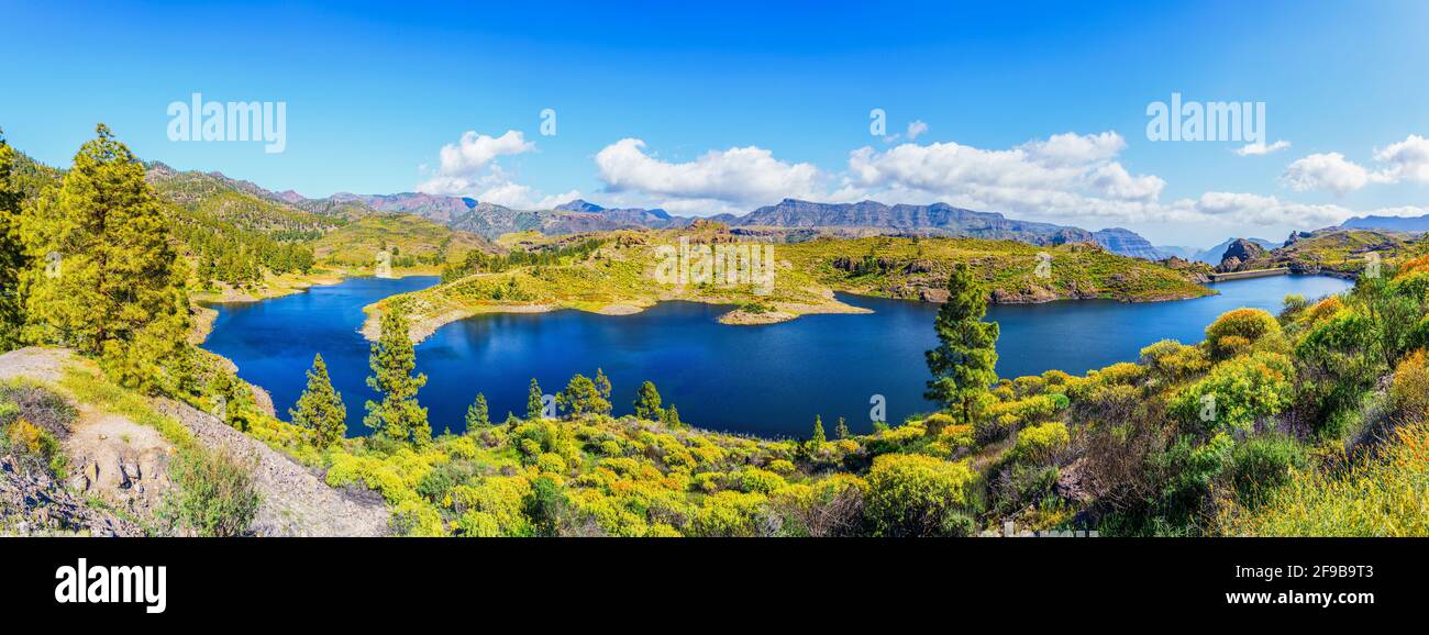 Landscape with Presa de Las Ninas, Gran Canaria, Spain Stock Photo