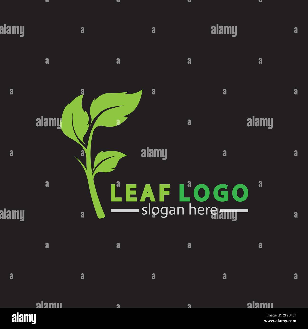 Abstract green leaf logo icon vector design isolated on black ...