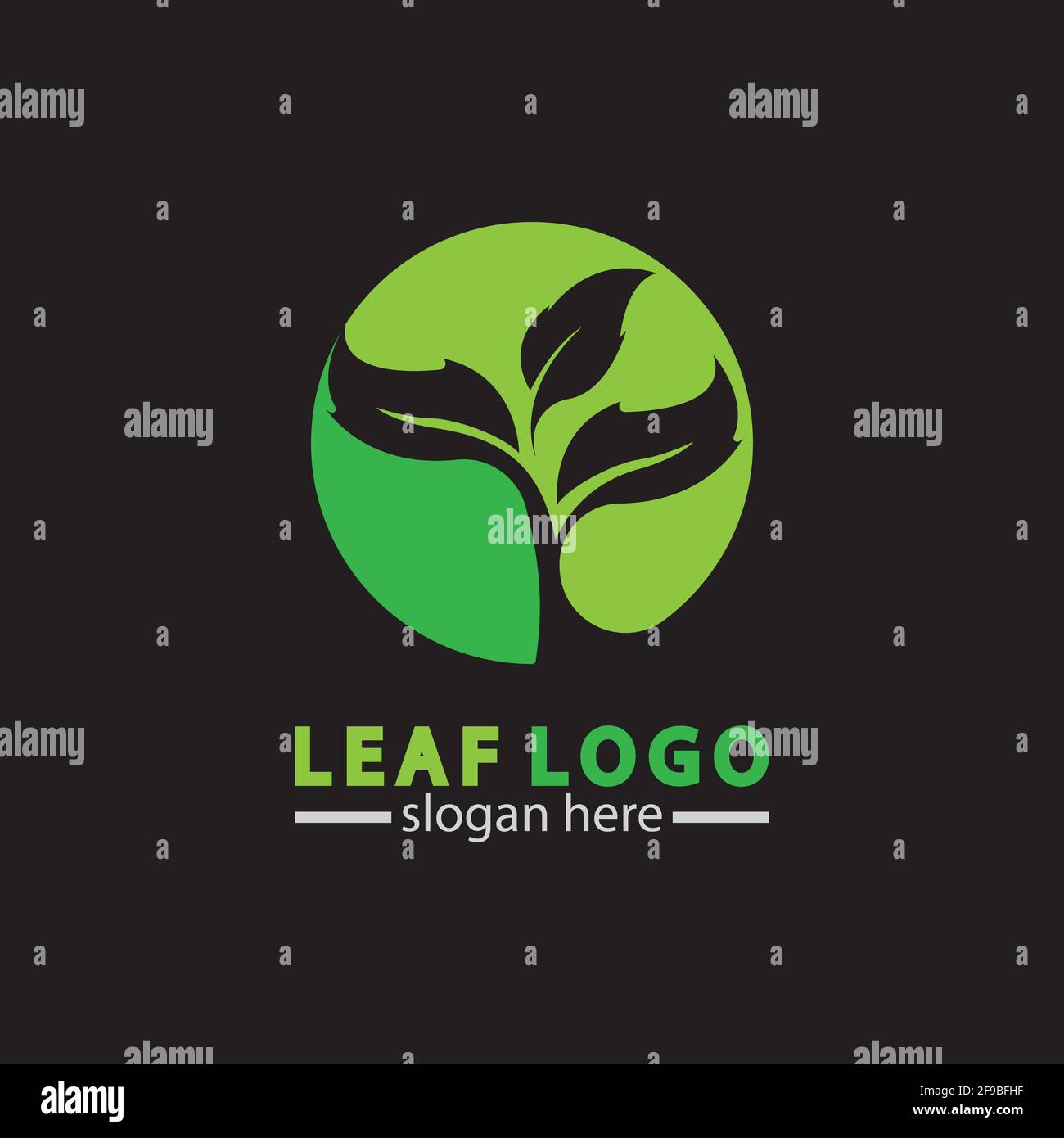 Abstract green leaf logo icon vector design isolated on black