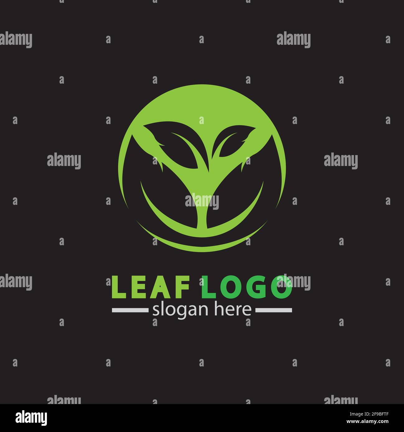 Abstract green leaf logo icon vector design isolated on black ...
