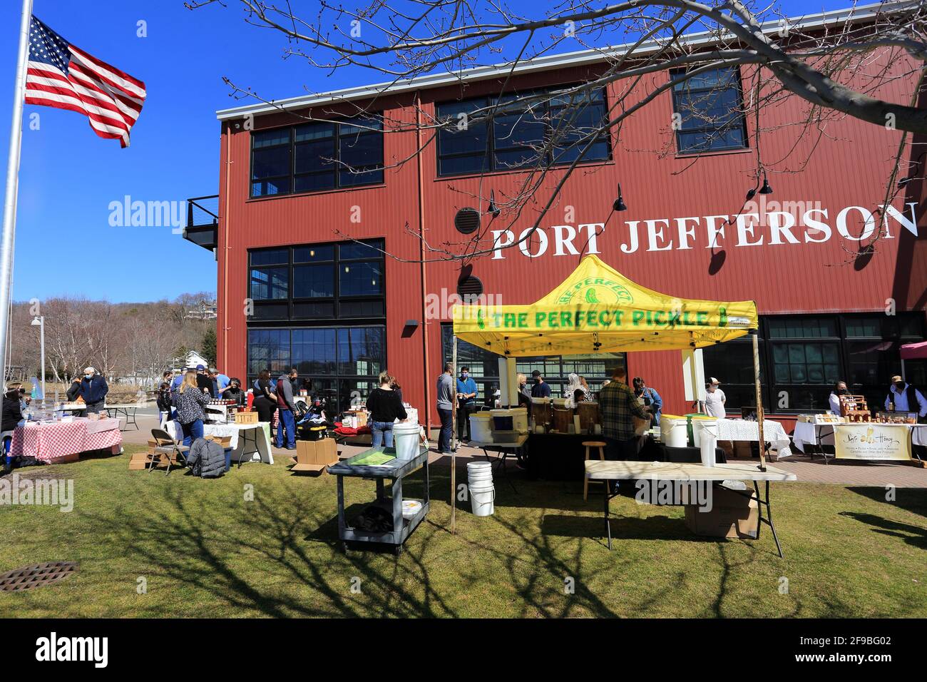 Farmers market Port Jefferson Village Long Island New York Stock Photo