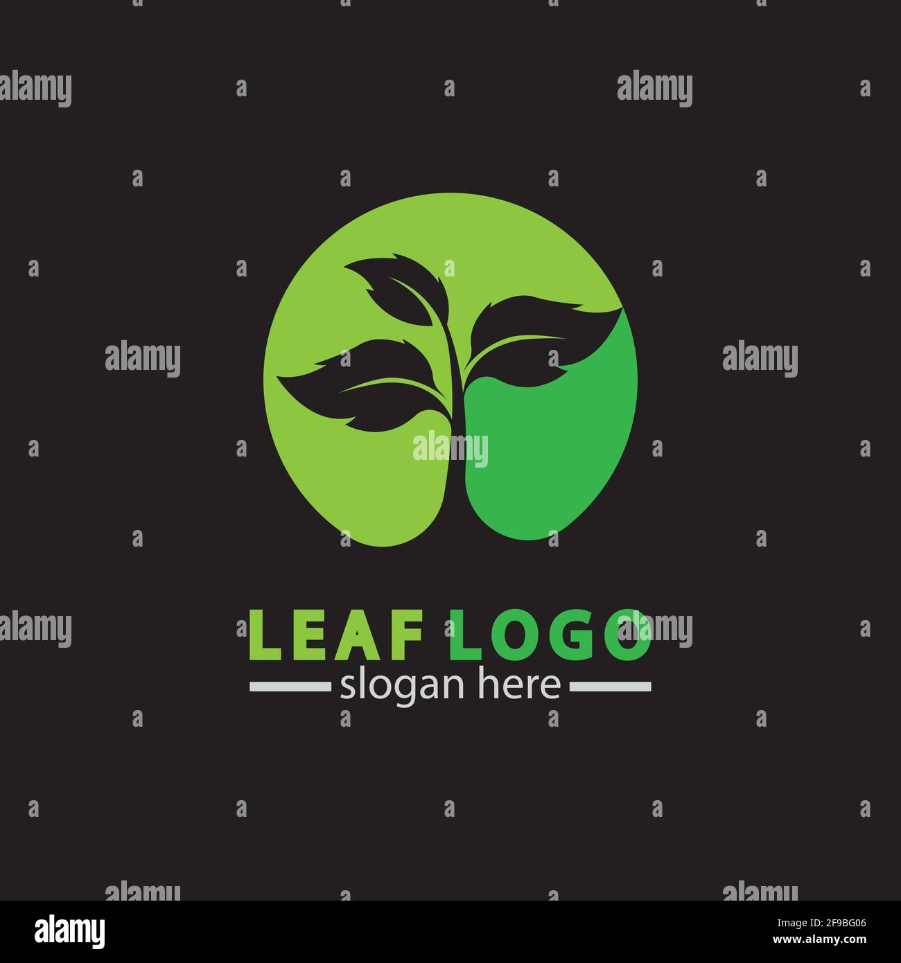 Abstract green leaf logo icon vector design isolated on black ...