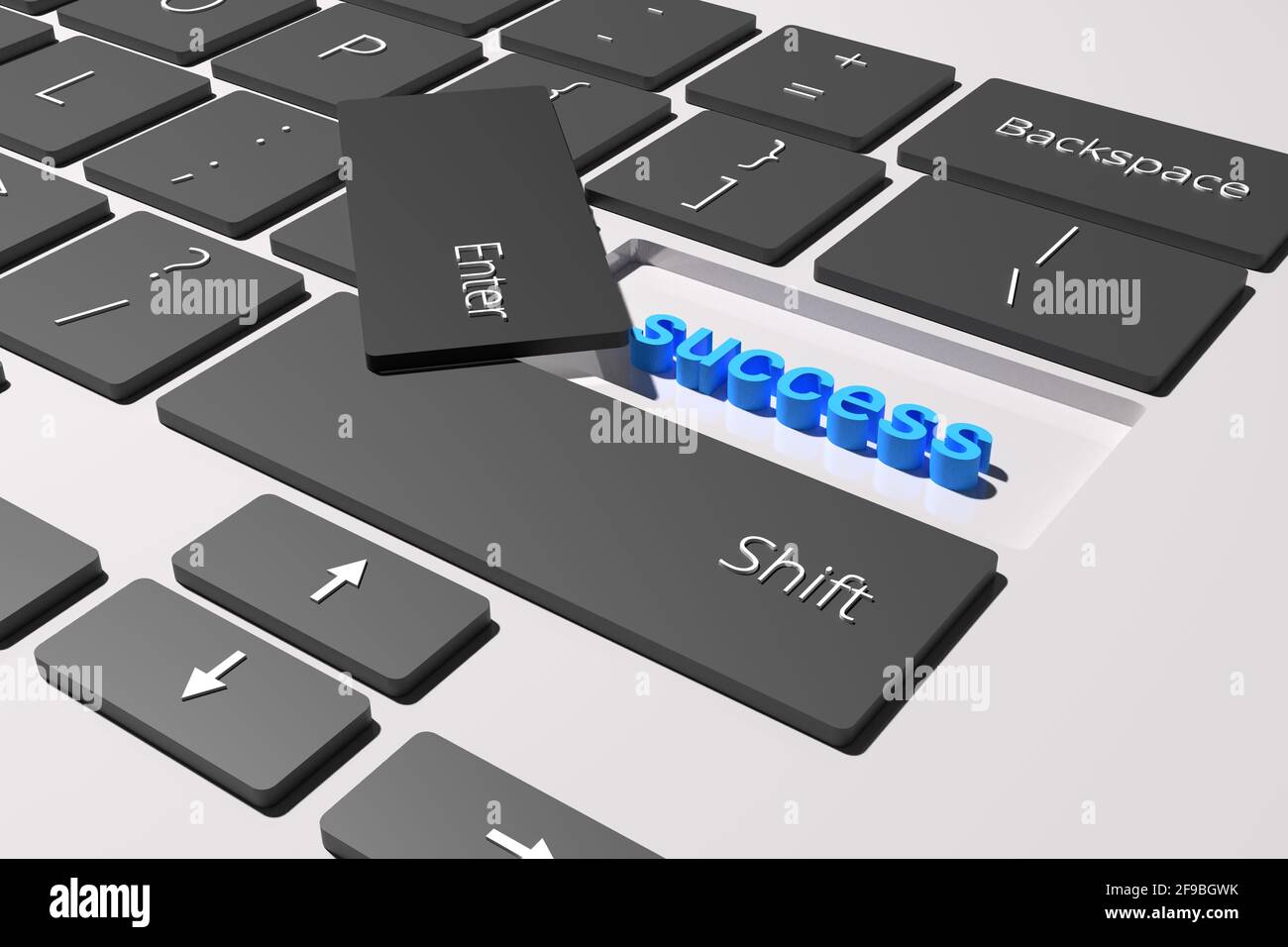 success word hiding in enter key keyboard, 3d Illustration Stock Photo