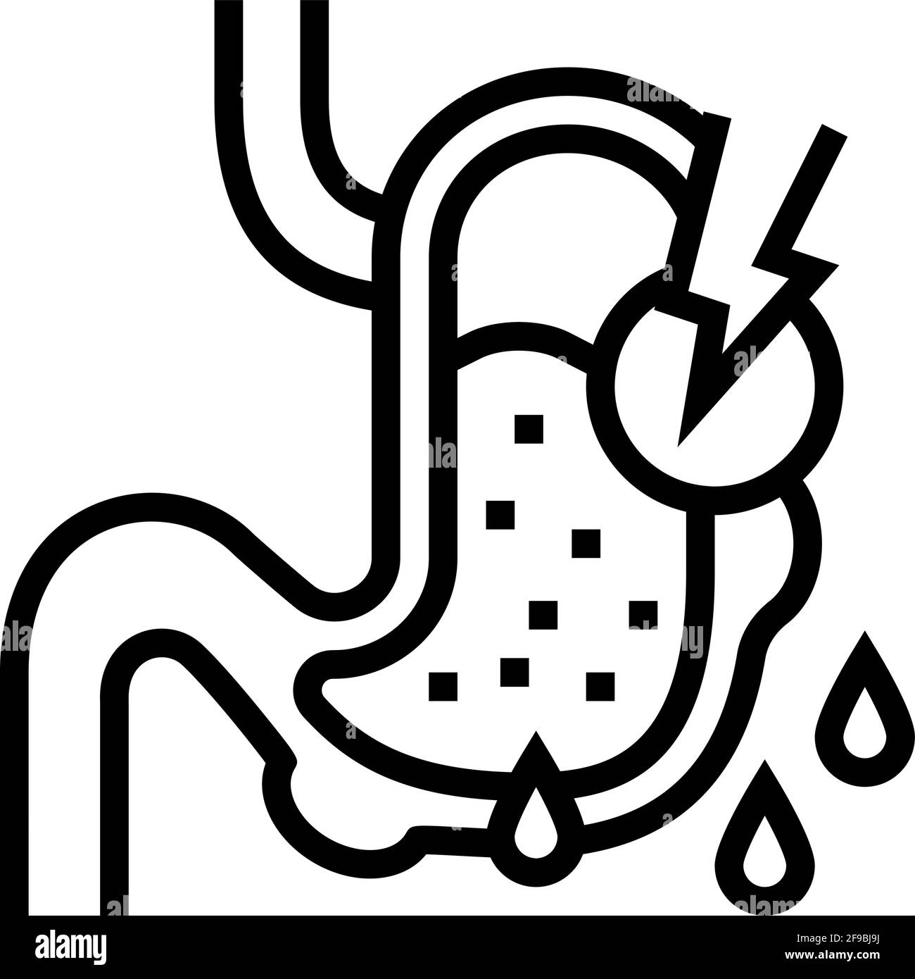 leaks in gastrointestinal system line icon vector illustration Stock Vector