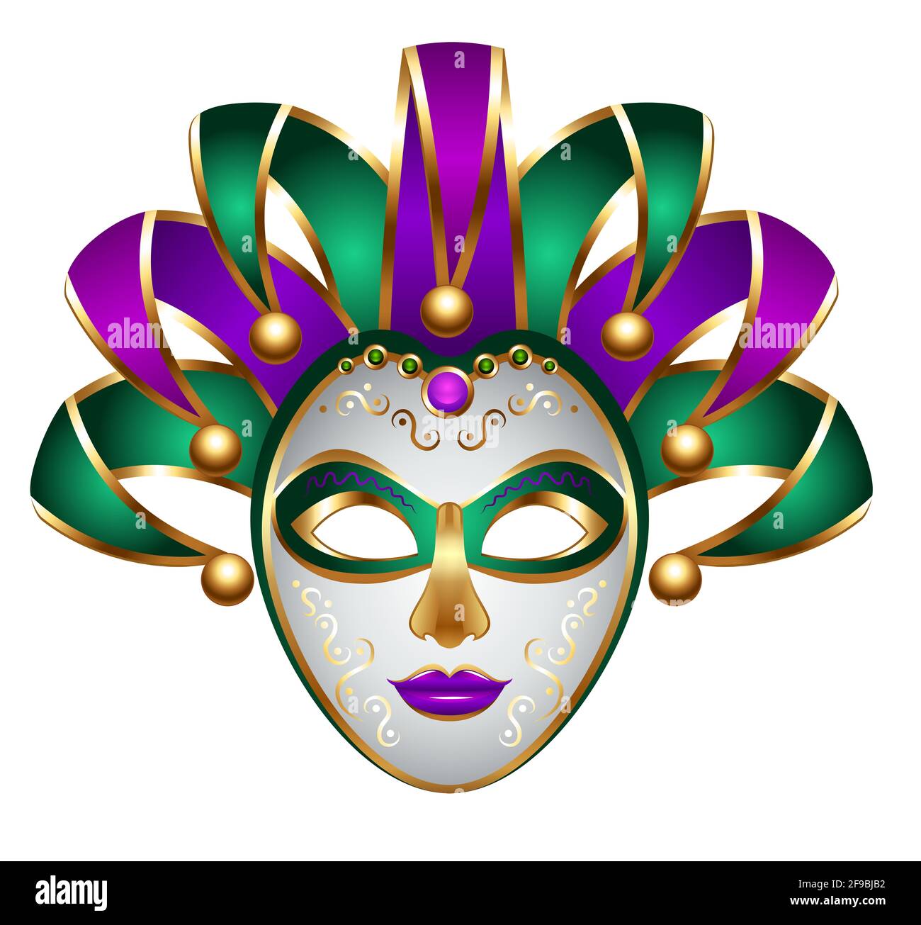 green purple carnival mask mardi gras festival costume illustration Stock Photo