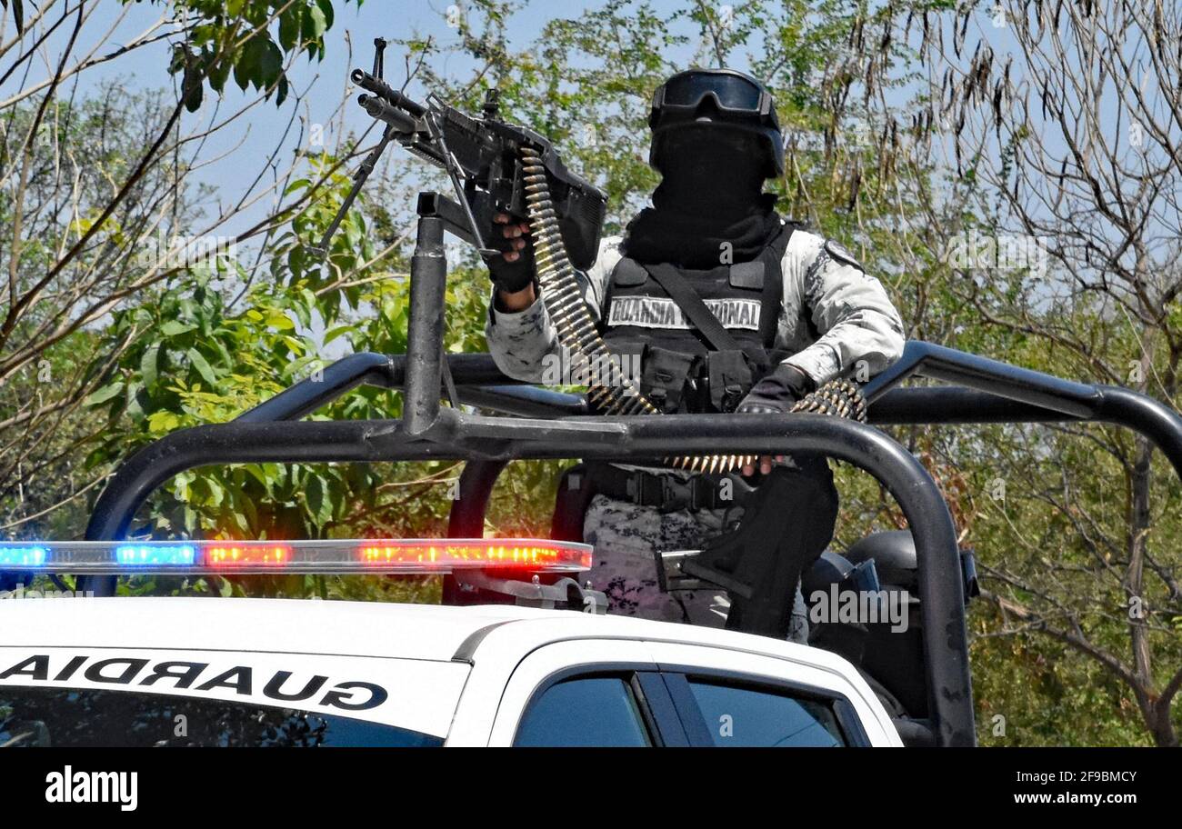 Buenavista, Mexico. 10th Apr, 2021. Los Viagras are an armed group that  calls themselves self-defense militias in Buenavista, Michoacan, Mexico on  April 10, 2021. Many young under age kids walk around armed, image size:1300x912