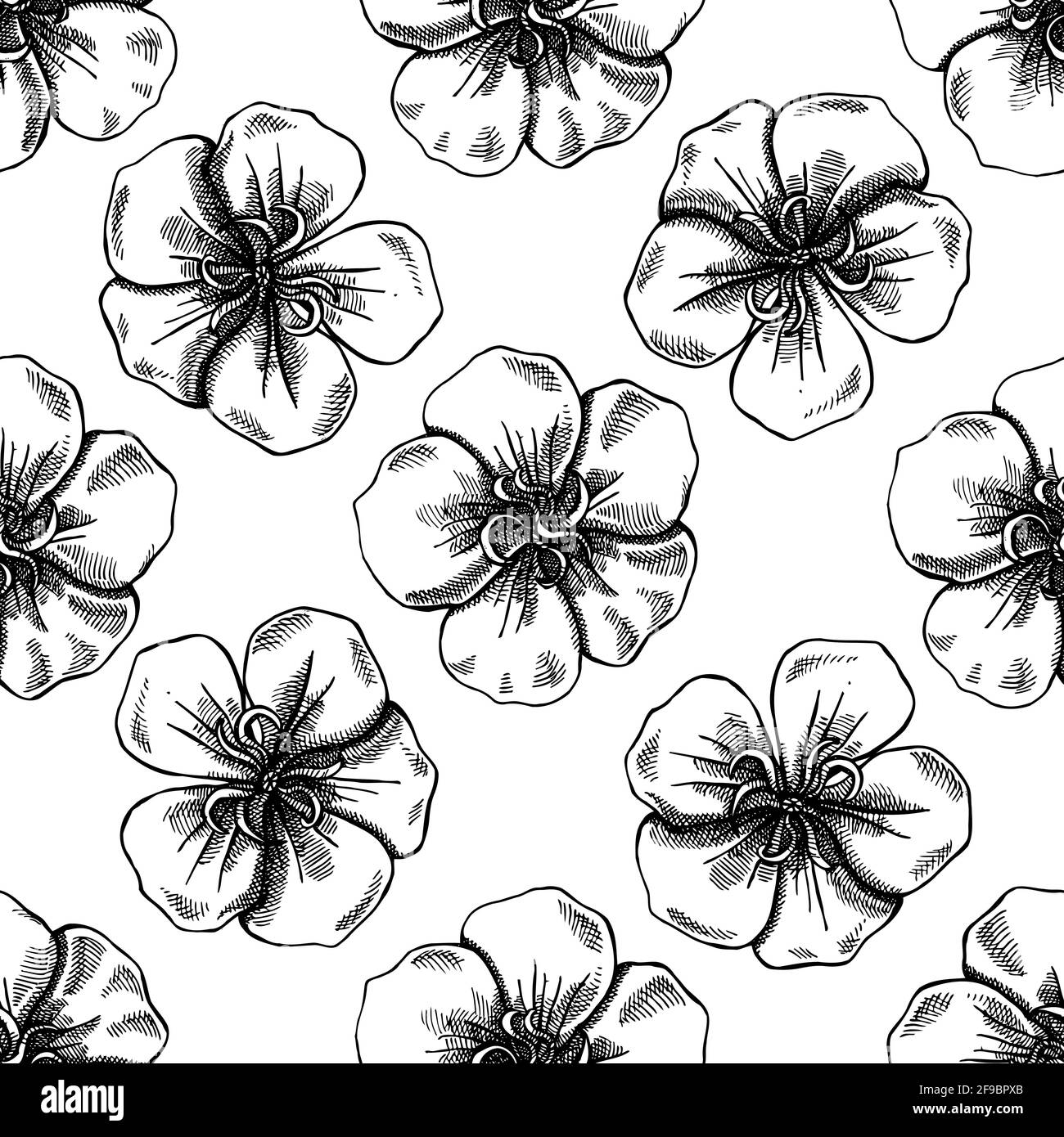 Seamless pattern with black and white glory bush Stock Vector
