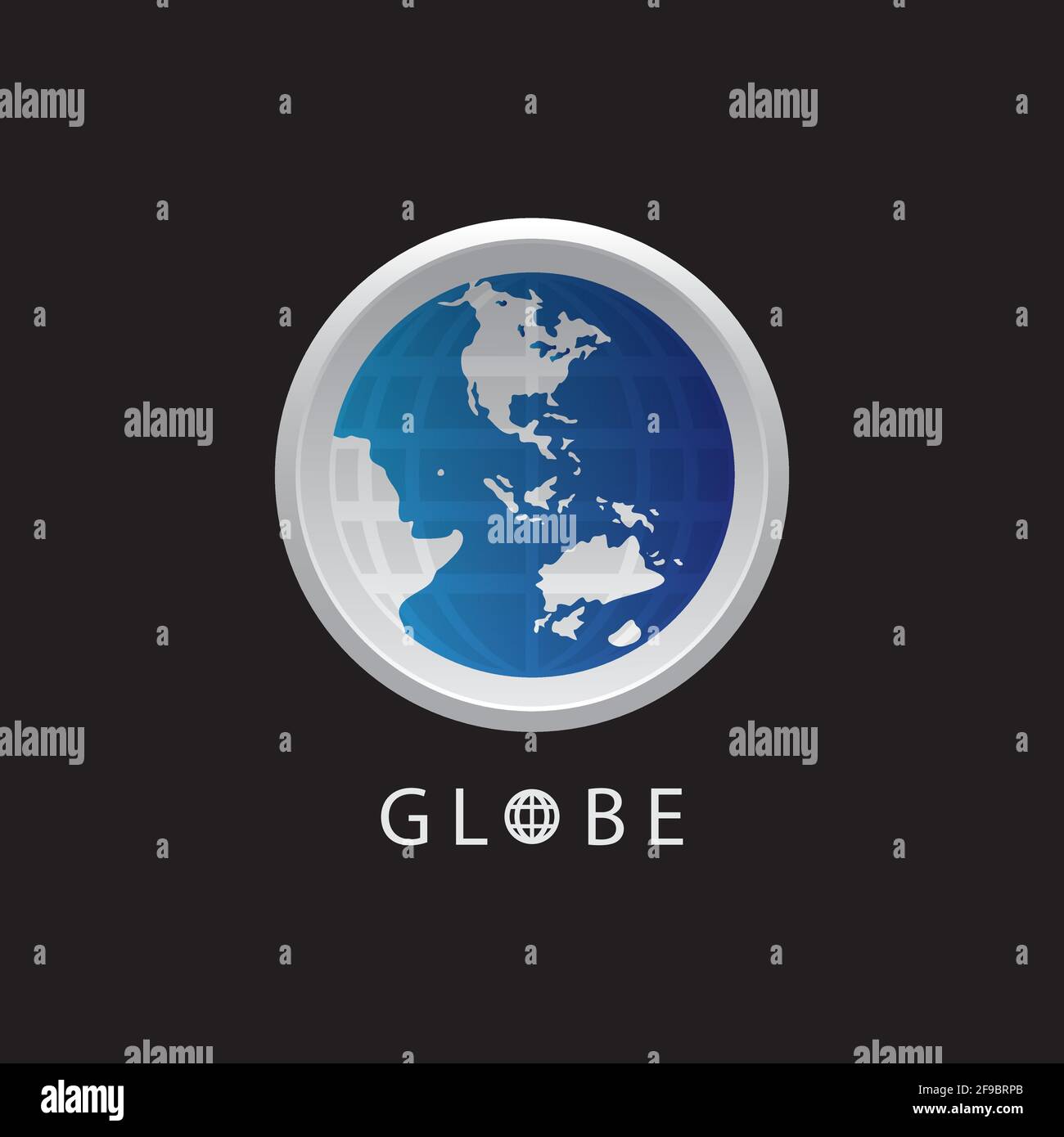 Globe map round earth logo vector image,Vector earth globes isolated on black background. Stock Vector
