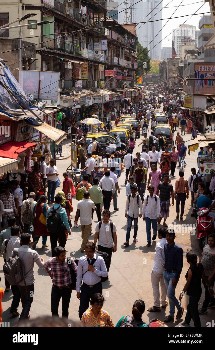 Busy side street in Mumbai,Dadar-West,Maharashtra, India,Asia. Stock Photo