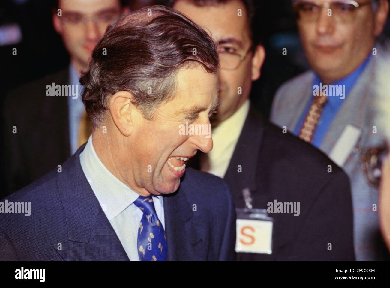 Charles, Prince of Wales, on the steps of the Parthenon, during his first official visit in the Acropolis of Athens, Greece, on 23 November,1998. Photo: Dimitris Aspiotis Stock Photo