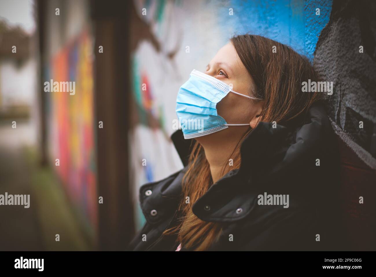 Female person wearing face mask hi-res stock photography and images - Alamy