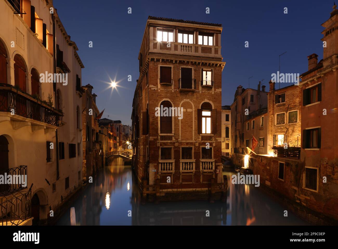 Historical bridge and canal in Venice, Italy Stock Photo