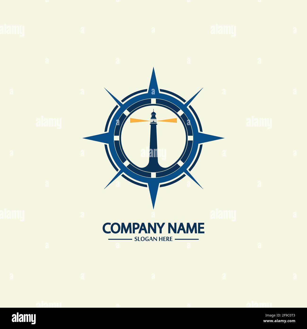 Compass and lighthouse logo design template Stock Vector