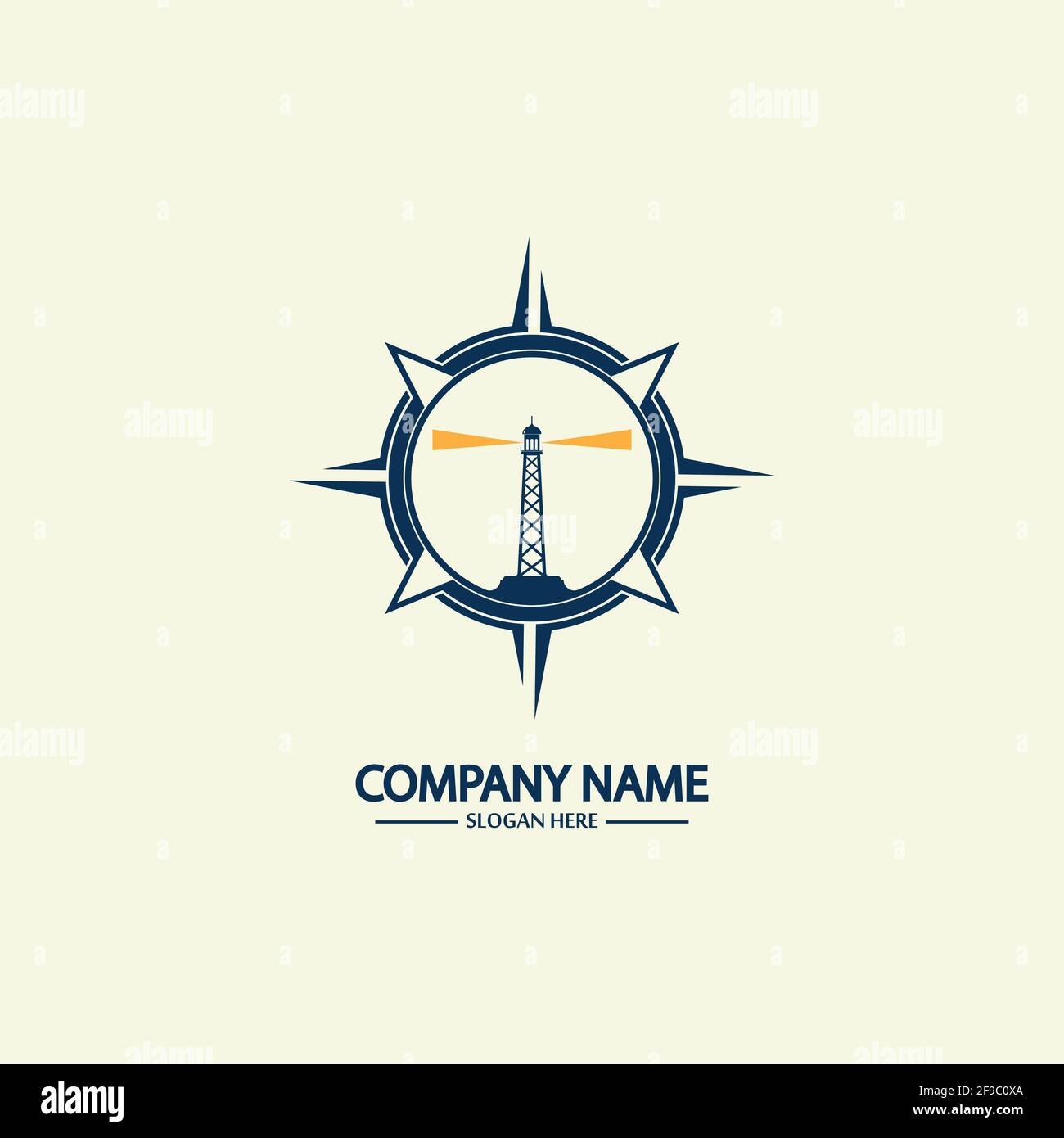Compass and lighthouse logo design template Stock Vector