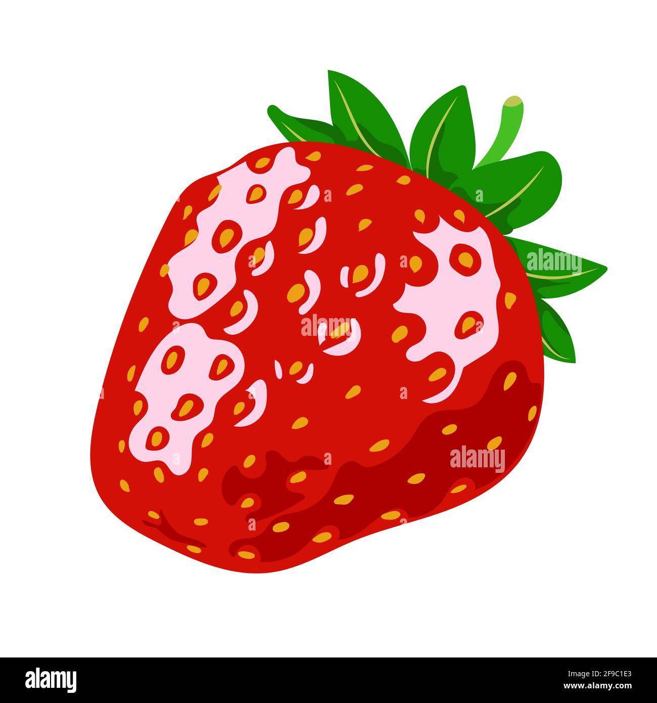 Red ripe strawberries, summer seasonal fruits, fruit print, juicy red strawberries, vector illustration in flat style Stock Vector