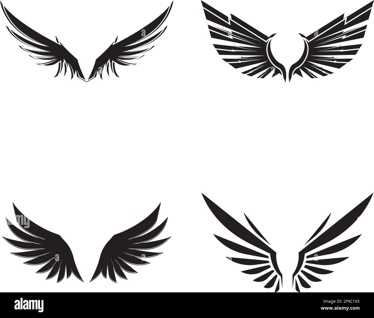 Wings black icons vector set. Modern minimalistic design Stock Vector ...