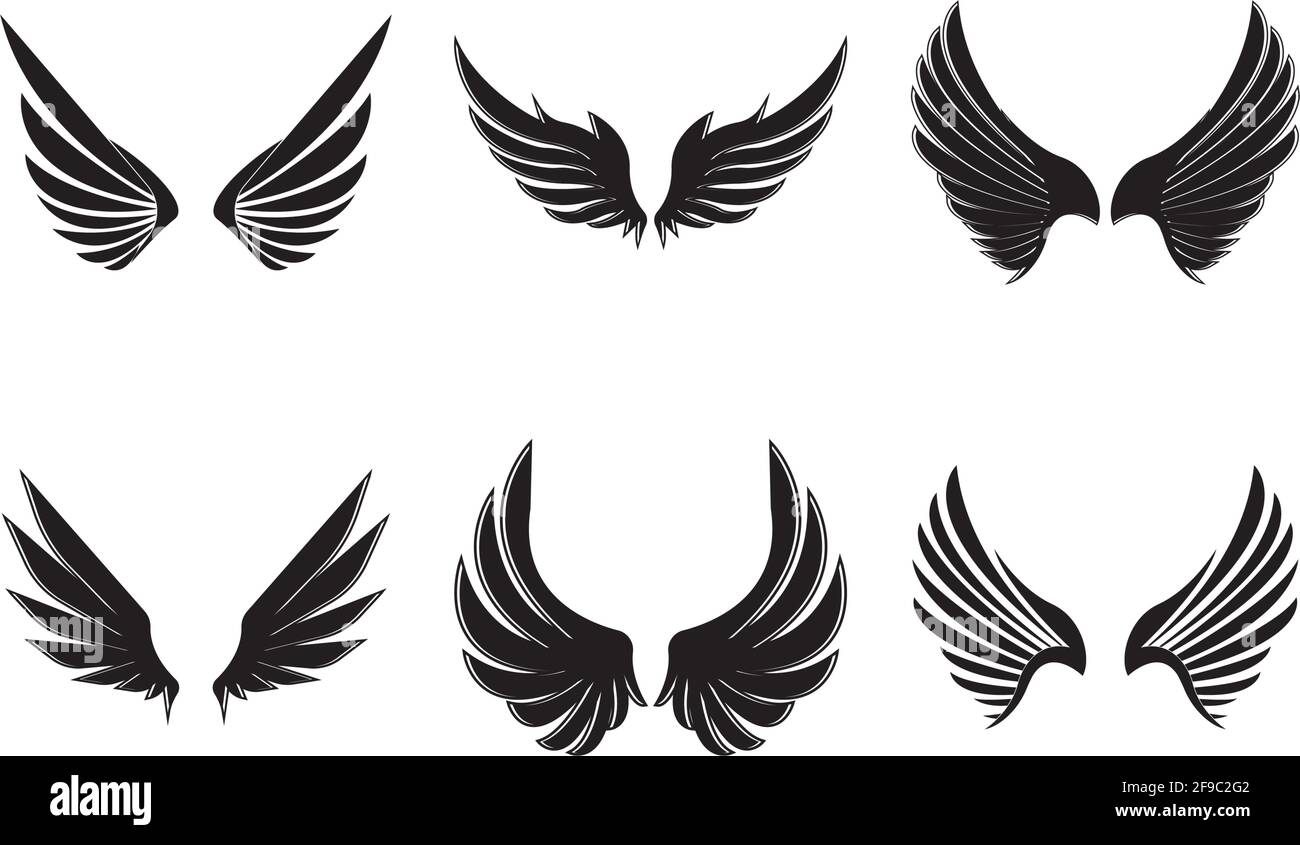 Wings black icons vector set. Modern minimalistic design Stock Vector ...