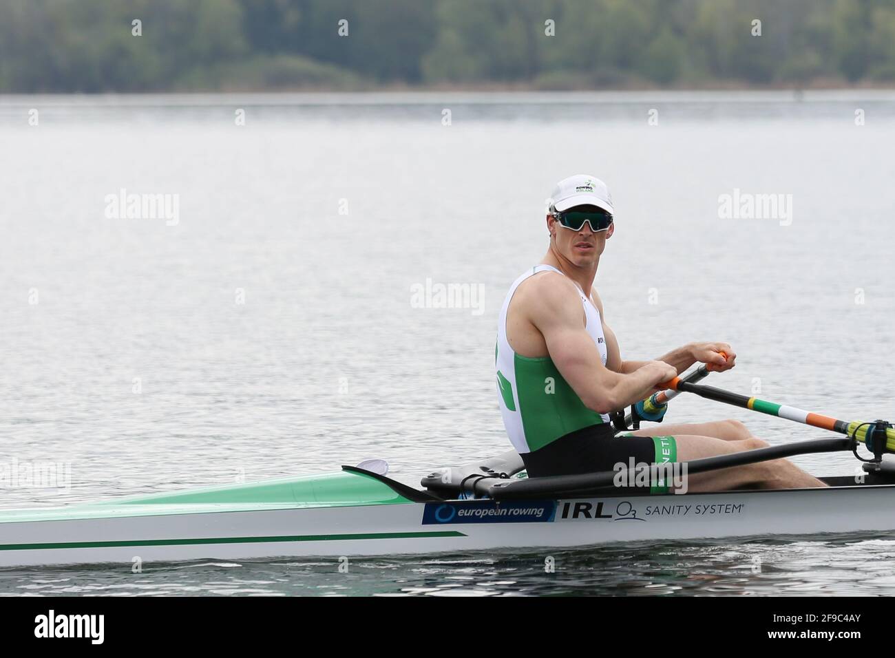 Philip Doyle of Ireland on Day 2 at the European Rowing Championships in Lake Varese on April 10th 2021 in Varese, Italy Stock Photo