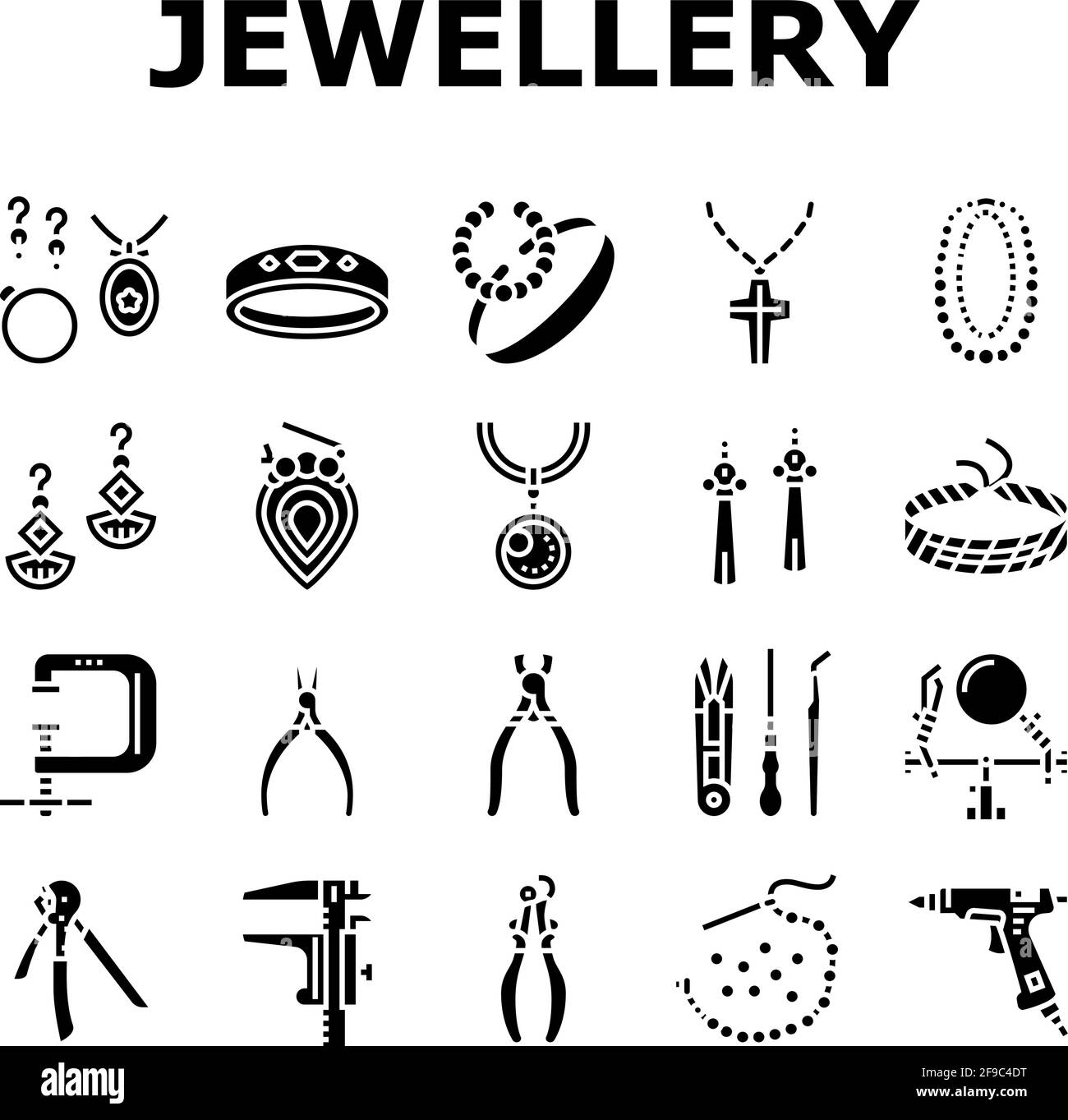 Handmade Jewellery Collection Icons Set Vector Stock Vector Image & Art