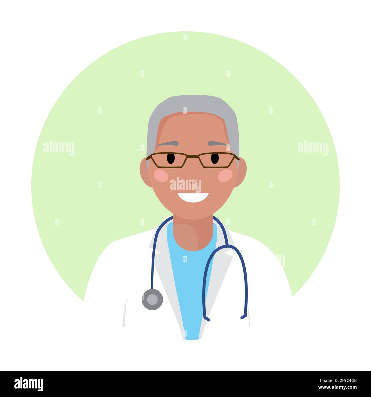 Black senior male doctor in medical white coat with glasses and  stethoscope. African american physician professional avatar, silhouette,  profile, man Stock Vector Image & Art - Alamy