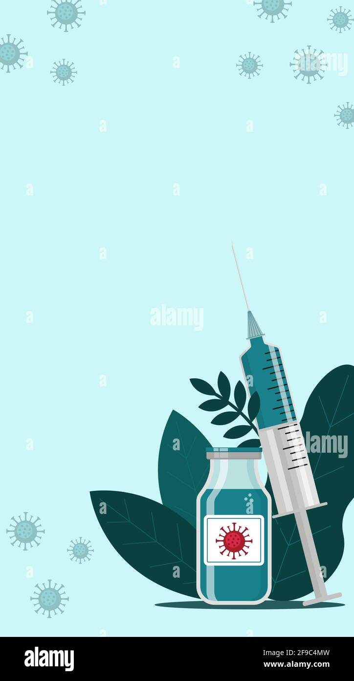 COVID vaccination concept. Mobile poster template Stock Vector