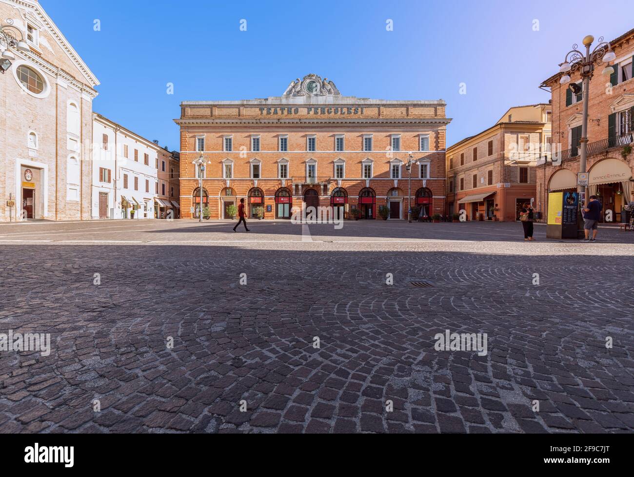 Jesi - Italy. September 14, 2019: Pergolesi theatre in the historical center of the Jesi town. Marche, Italy Stock Photo
