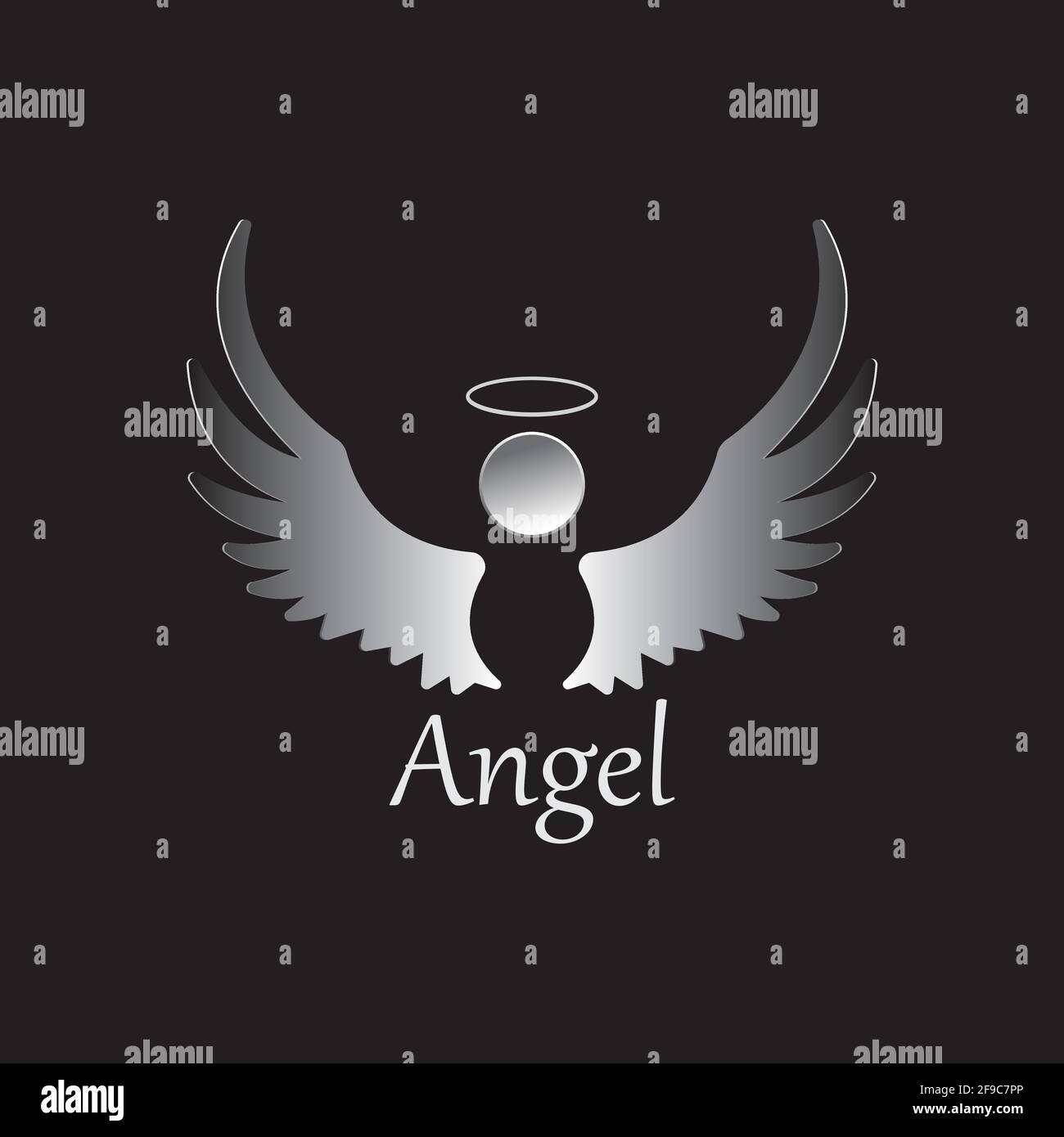 Angel icon illustration isolated on black background. Angel vector logo ...